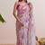 Pink floral chanderi silk saree with blouse piece