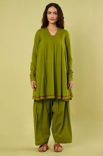 Olive green handwoven cotton co ord set