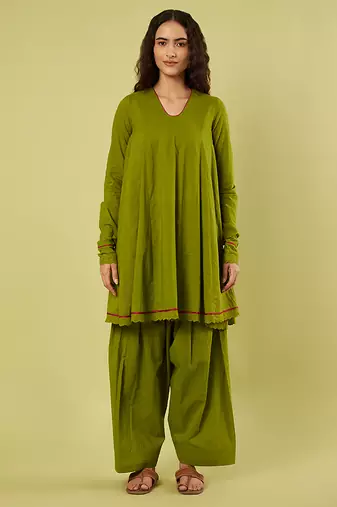Olive green handwoven cotton co ord set