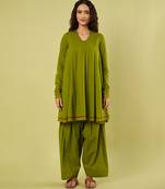 Olive green handwoven cotton co ord set
