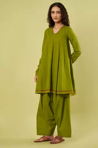 Olive green handwoven cotton co ord set
