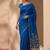 Royal blue floral pichwai work jamdani silk saree with blouse piece