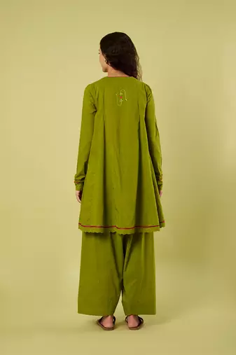 Olive green handwoven cotton co ord set