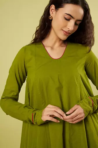 Olive green handwoven cotton co ord set
