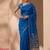 Royal blue floral pichwai work jamdani silk saree with blouse piece