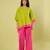 Lime green and pink cotton khadi co ord set