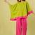 Lime green and pink cotton khadi co ord set