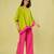 Lime green and pink cotton khadi co ord set