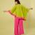Lime green and pink cotton khadi co ord set