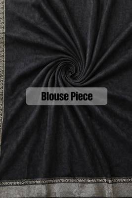 Black tropical floral soft silk saree with blouse piece 4