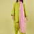Lime green and pink printed cotton chiffon kurta set