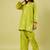 Lime green and pink printed cotton chiffon kurta set