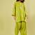 Lime green and pink printed cotton chiffon kurta set
