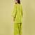 Lime green and pink printed cotton chiffon kurta set