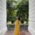 Yellow checked linen blend saree with blouse piece