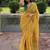 Yellow checked linen blend saree with blouse piece