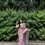 Pink striped linen blend saree with blouse piece