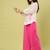 White and pink handwoven linen khadi shirt and pant set