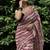 Pink striped linen blend saree with blouse piece