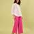 White and pink handwoven linen khadi shirt and pant set