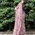 Pink striped linen blend saree with blouse piece