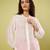 White and pink handwoven linen khadi shirt and pant set