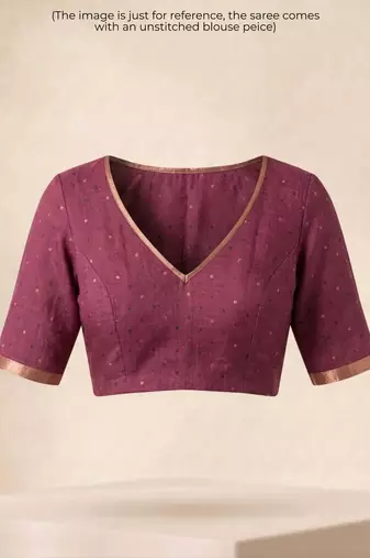 Pink striped linen blend saree with blouse piece