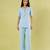 Light blue handwoven khadi cotton jacket shirt and pant set