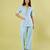 Light blue handwoven khadi cotton jacket shirt and pant set