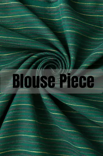 Green floral linen blend saree with blouse piece