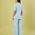 Light blue handwoven khadi cotton jacket shirt and pant set