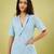 Light blue handwoven khadi cotton jacket shirt and pant set