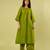 Olive green handwoven linen khadi kurta and salwar
