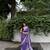 Purple checked linen blend saree with blouse piece