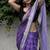 Purple checked linen blend saree with blouse piece