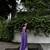 Purple checked linen blend saree with blouse piece