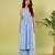 Light blue floral printed cotton kurta and palazzo set