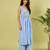 Light blue floral printed cotton kurta and palazzo set