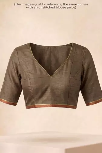 Multicolour striped linen blend saree with blouse piece