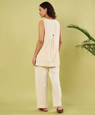 Ivory embroidered khadi cotton co ord set 4