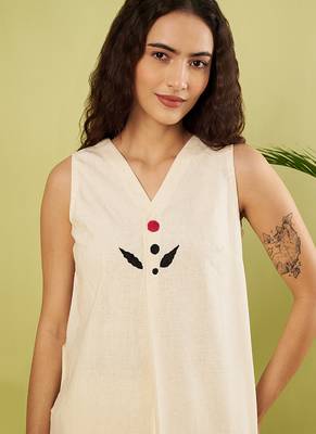 Ivory embroidered khadi cotton co ord set 5