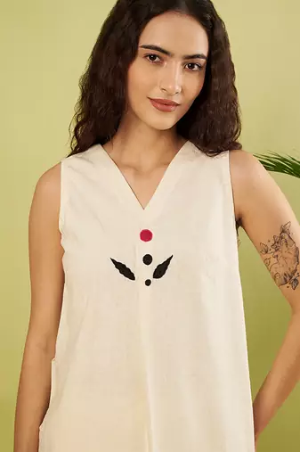 Ivory embroidered khadi cotton co ord set