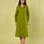 Olive green handwoven khadi cotton long shirt dress
