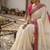 White & pink handloom mul cotton saree