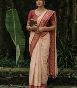 White & red mul cotton ikkat saree