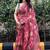Pink floral chiiffon saree with blouse piece