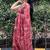 Pink floral chiiffon saree with blouse piece