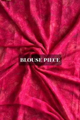 Pink floral chiiffon saree with blouse piece 5