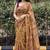 Mustard floral chiffon saree with blouse piece