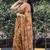 Mustard floral chiffon saree with blouse piece